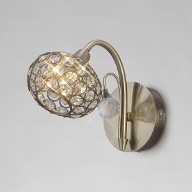 Cara Antique Brass Crystal Wall Lights Diyas Armed Wall Lights